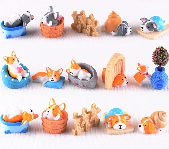 Pot Bonsai Resin Animals Pet Dog Models Wholesale Fairy Garden Accessories Supplies Mini Fairy Garden Ornament Small Artificial Dog Figurine Kids Gifts Terrarium Fairy Garden Kits Decoration Room Decor